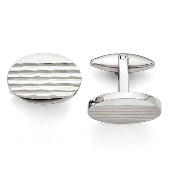 Stainless Steel Polished and Matte Oval Cuff Links