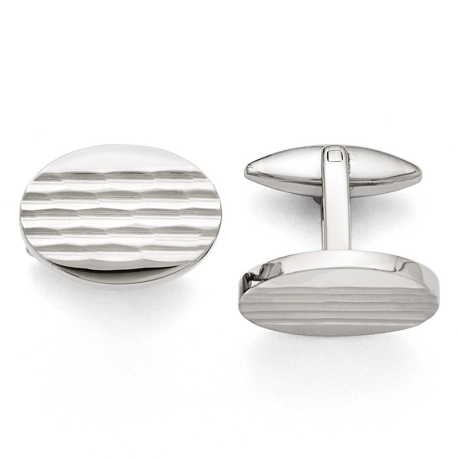 Stainless Steel Polished and Matte Oval Cuff Links