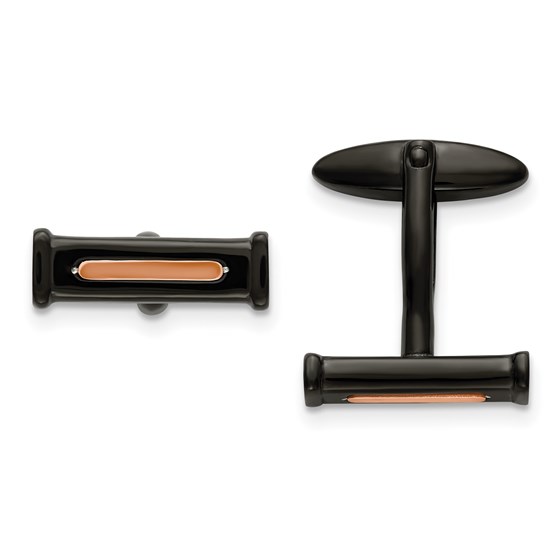 Stainless Steel Polished Black and Rose IP-plated Cuff Links Stainless Steel Polished Black and Rose IP-plated Cuff Links