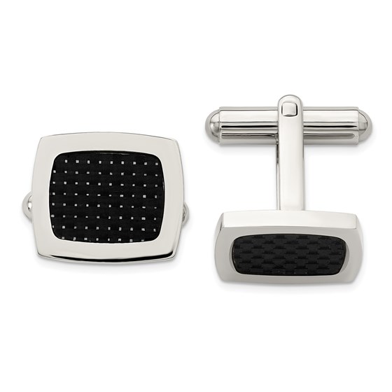 Stainless Steel Polished Black Carbon Cuff Links Stainless Steel Polished Black Carbon Cuff Links