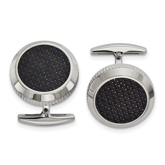 Stainless Steel Polished Black Cuff Links