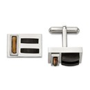 Stainless Steel Polished Black IP w/Tiger's Eye Cuff Links