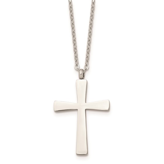 Stainless Steel Polished Cross 18in Necklace - 18 in. Stainless Steel Polished Cross 18in Necklace - 18 in.