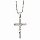 Stainless Steel Polished Crucifix Pendant Necklace - 22 in.