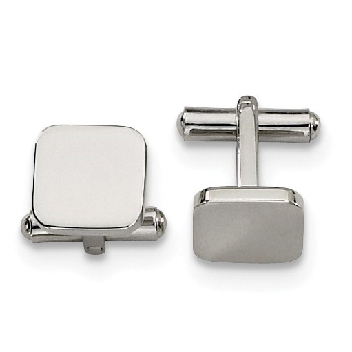 Stainless Steel Polished Cuff Links - Solid Round Square