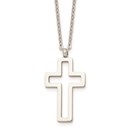 Stainless Steel Polished Cut-out Cross Necklace - 17.5 in.
