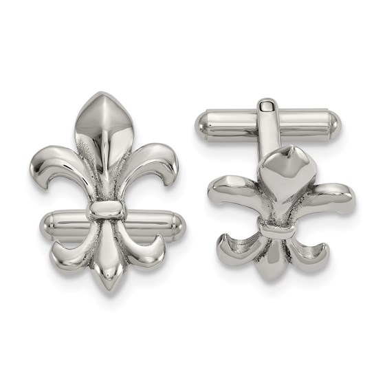 Stainless Steel Polished Fleur de Lis Cuff Links Stainless Steel Polished Fleur de Lis Cuff Links
