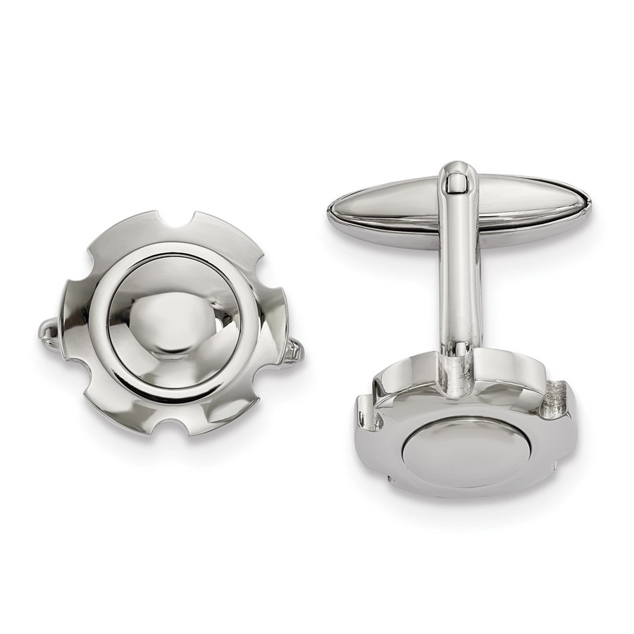 Stainless Steel Polished Gear Cuff Links