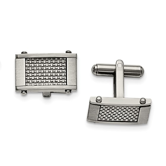 Stainless Steel Polished Grey Carbon Fiber Inlay Cuff Links Stainless Steel Polished Grey Carbon Fiber Inlay Cuff Links