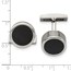 Stainless Steel Polished Grooved Round Black IP Cuff Links
