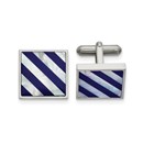 Stainless Steel Polished Mother of Pearl/Blue Shell Cuff Links