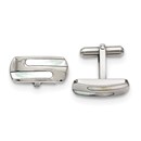 Stainless Steel Polished Mother of Pearl Cuff Links - Modern
