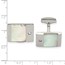 Stainless Steel Polished Mother of Pearl CZ Cuff Links