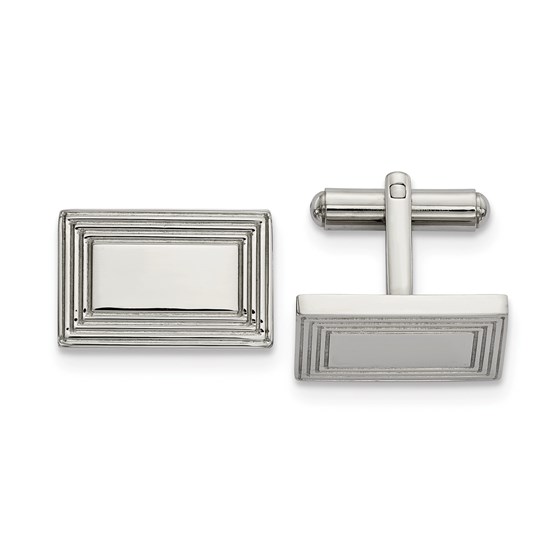 Stainless Steel Polished Rectangular Cuff Links
