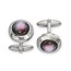 Stainless Steel Polished Round Mother of Pearl Cuff Links