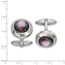 Stainless Steel Polished Round Mother of Pearl Cuff Links