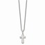 Stainless Steel Polished Small Cushion Cross Necklace - 18 in.