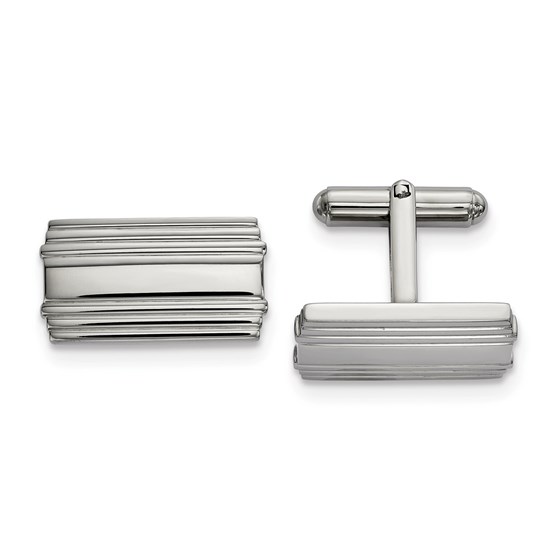Stainless Steel Polished Stripe Cuff Links