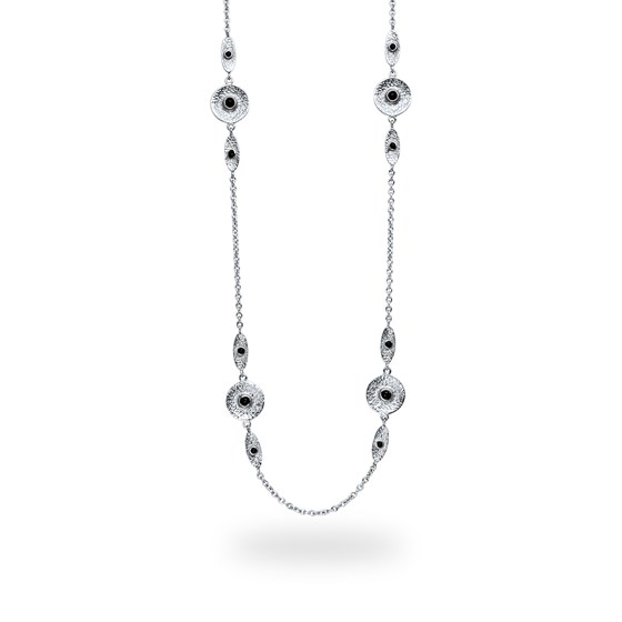 Stainless Steel Polished & Textured Black Onyx Necklace Stainless Steel Polished & Textured Black Onyx Necklace