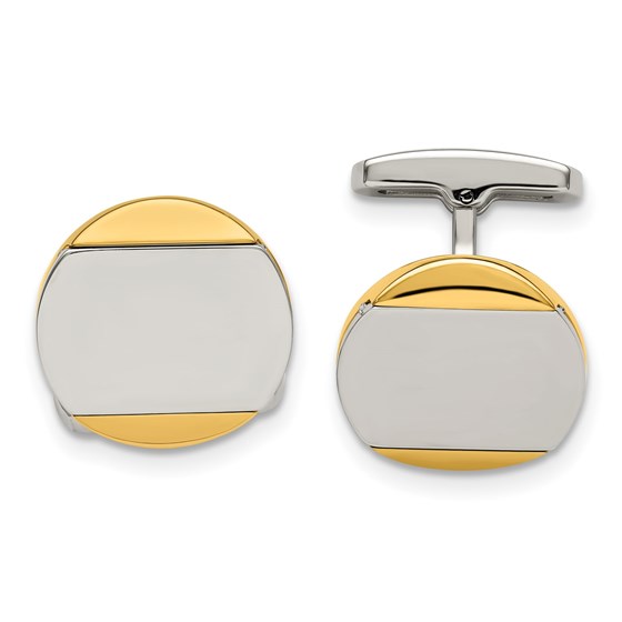 Stainless Steel Polished Yellow IP-plated Circle Cuff Links Stainless Steel Polished Yellow IP-plated Circle Cuff Links