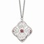 Stainless Steel Red CZ Square with 2in ext. Necklace - 30 in.
