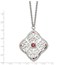 Stainless Steel Red CZ Square with 2in ext. Necklace - 30 in.