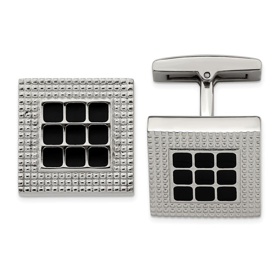 Stainless Steel Rubber Square Cuff Links