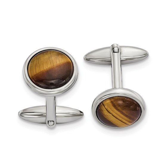 Stainless Steel Tigers Eye Cuff Links