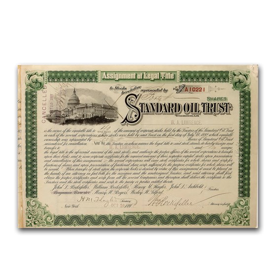 Standard Oil Trust (Signed by William Rockefeller - Circa 1890's) Standard Oil Trust (Signed by William Rockefeller - Circa 1890's)