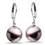 Sterling Silver 12-13 mm Purple Shell Bead Pearl Earrings