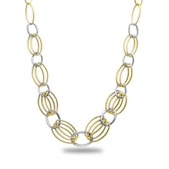 Sterling Silver & 18k Gold-Tone Plated Link Necklace Sterling Silver & 18k Gold-Tone Plated Link Necklace