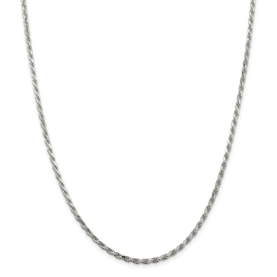 Sterling Silver 2.5 mm Diamond Cut Rope Chain - 20 in. Sterling Silver 2.5 mm Diamond Cut Rope Chain - 20 in.