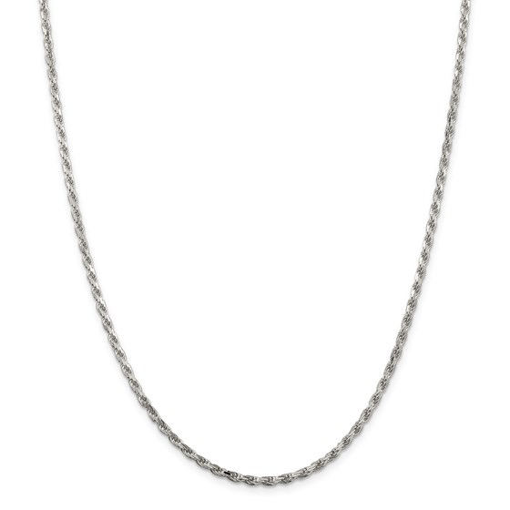 Sterling Silver 2.5 mm Diamond Cut Rope Chain - 24 in.