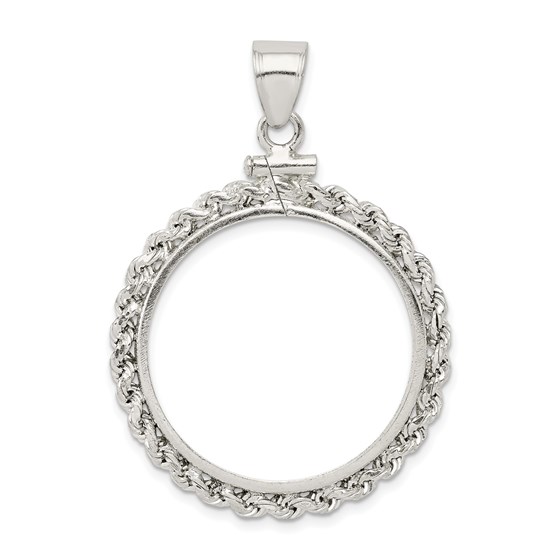 Sterling Silver 26.4 x 1.8 mm Screw Top Coin Rope Pol Bezel Sterling Silver 26.4 x 1.8 mm Screw Top Coin Rope Pol Bezel