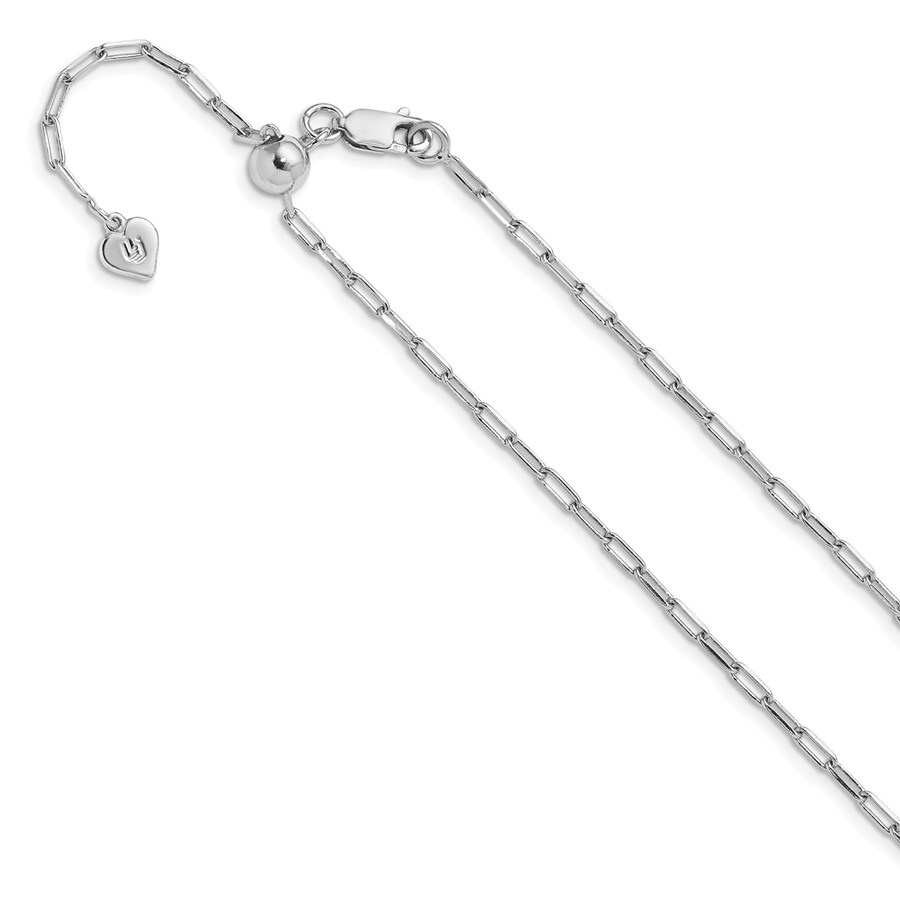 Sterling Silver 2mm Flat Oval Link Adjustable Chain - 22 in.