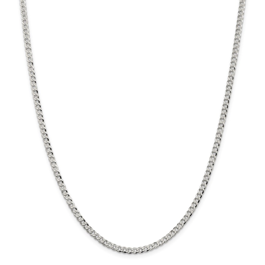 Sterling Silver 3.2 mm Beveled Curb Chain - 24 in.