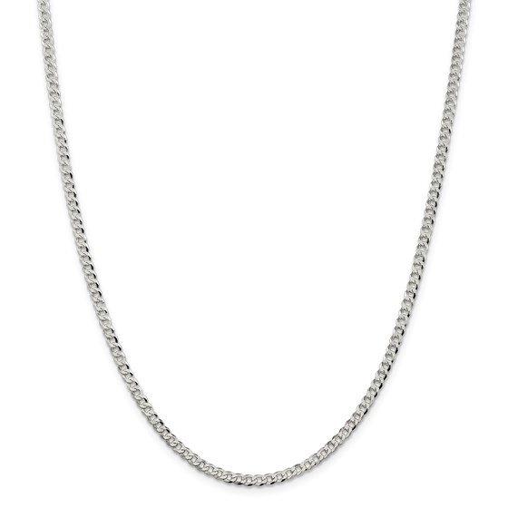 Sterling Silver 3.2 mm Beveled Curb Chain - 24 in. Sterling Silver 3.2 mm Beveled Curb Chain - 24 in.