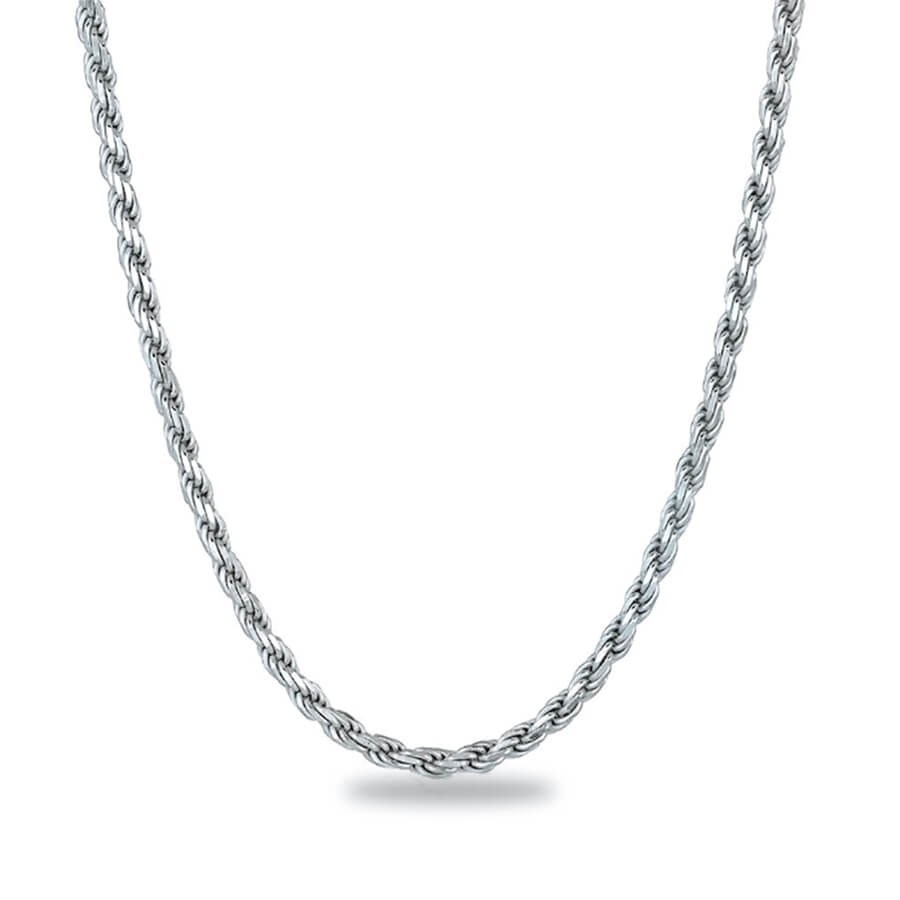 Sterling Silver 3 mm Diamond Cut Rope Chain - 30 in.