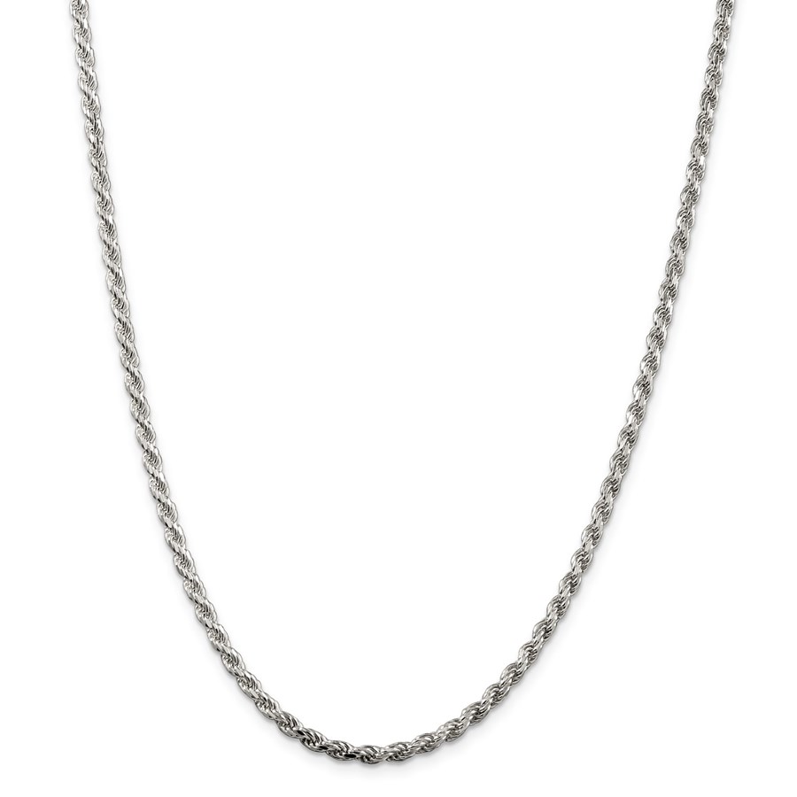 Sterling Silver 3mm Diamond-cut Rope Chain - 20 in.