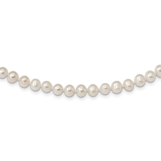 Sterling Silver 4-5 mm White Egg Shape Cultured Pearl Necklace
