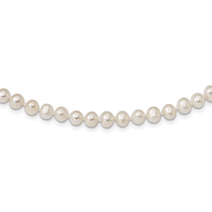 Sterling Silver 4-5 mm White Egg Shape Cultured Pearl Necklace