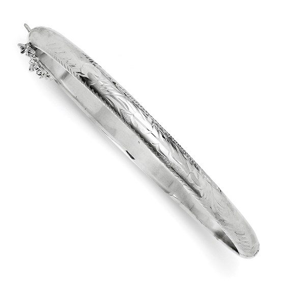 Sterling Silver 5 mm Diamond Cut Hinged Bangle Bracelet