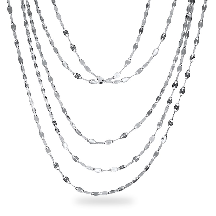 Buy Sterling Silver 5 Strand Fancy Flat Link 17" Necklace APMEX