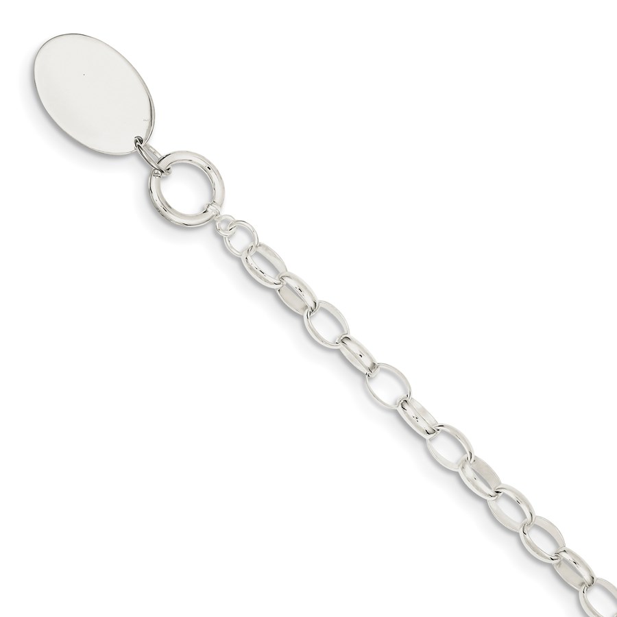 Sterling Silver 7 mm Fancy Oval Disc Bracelet