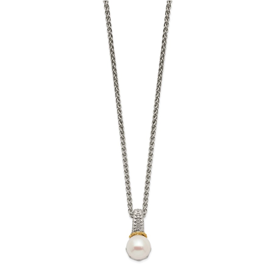 Sterling Silver 8-9 mm FWC Pearl Chain Slide Necklace