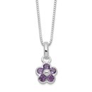 Sterling Silver Amethyst Flower Pendant Necklace - 16 in.