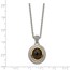 Sterling Silver Antiqued Smokey Quartz Pendant - 18 in.