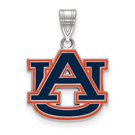 Sterling Silver Auburn University Medium Enamel Pendant Sterling Silver Auburn University Medium Enamel Pendant