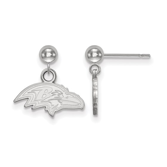 Sterling Silver Baltimore Ravens Dangle Ball Earrings Sterling Silver Baltimore Ravens Dangle Ball Earrings