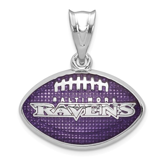 Sterling Silver Baltimore Ravens Enameled Football Pendant Sterling Silver Baltimore Ravens Enameled Football Pendant